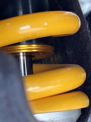 Motorcycle rear suspension with RFY shock, tuned spring rate for better load handling and ride comfort