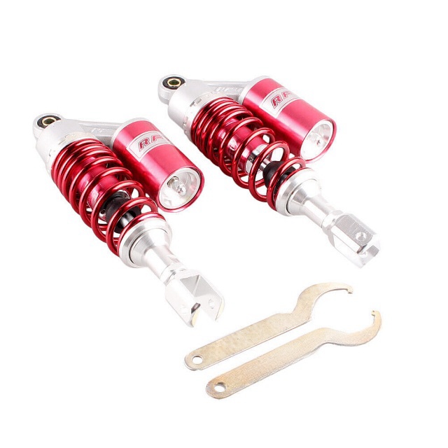 RFY 280mm & 295mm red Motorcycle Air Shock Absorbers - for Scooters, ATVs, and Dirt Bike